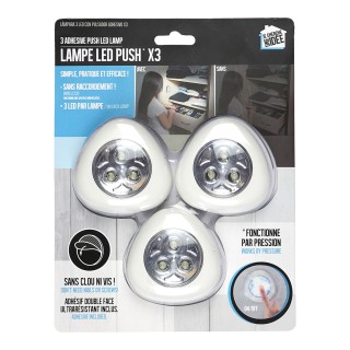 JE CHERCHE UNE IDEE Σετ 3x Λευκά Αυτοκόλλητα LED Φωτάκια Πίεσης  LT...