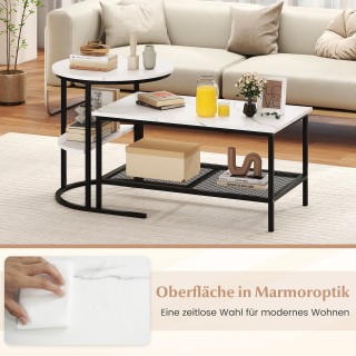 Costway Σετ 2 Συνδυαζόμενα Τραπεζάκια Σαλονιού με Επιφάνεια από Τεχ...