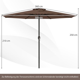 Costway Ομπρέλα Κήπου 350 cm με Μανιβέλα, 8 Ακτίνες, Καφέ, 250 x 36... Costway Ομπρέλα Κήπου 350 cm με Μανιβέλα, 8 Ακτίνες, Καφέ, 250 x 36...