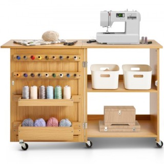 VEVOR Πτυσσόμενο Τραπέζι Ραπτικής με Κλειδωμένους Τροχούς, Ράφια, Δ... VEVOR Πτυσσόμενο Τραπέζι Ραπτικής με Κλειδωμένους Τροχούς, Ράφια, Δ...