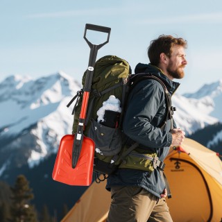 VEVOR Αναδιπλούμενο Φτυάρι Χιονιού 22cm με Ρυθμιζόμενη Λαβή, Ελαφρι...