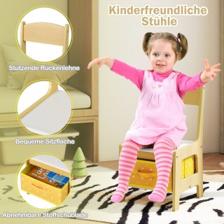 Costway Παιδικό τραπεζάκι με 2 καρέκλες - Πολυλειτουργικό τραπέζι δ...