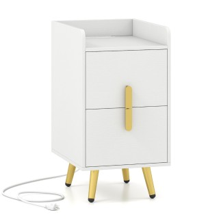 Costway Λεπτό Κομοδίνο με Σταθμό Φόρτισης και 2 Συρτάρια, Βοηθητικό... Costway Λεπτό Κομοδίνο με Σταθμό Φόρτισης και 2 Συρτάρια, Βοηθητικό...