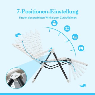 Costway  Ρυθμιζόμενη Ξαπλώστρα Βεράντας με 7 Θέσεις και Πτυσσόμενο ...
