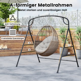 Costway Μεταλλική Α-σχήματος Κούνια με Αντοχή 300kg και Διπλές Επιλ...