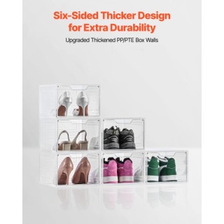 VEVOR  Διαφανή Λευκά Στοιβαζόμενα Κουτιά Παπουτσιών 6 τεμ Μέγεθος U...