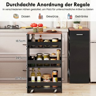 Costway 30εκ. Φαρδύς Εργονομικός Τροχήλατος Ράφι Κουζίνας με Λαβή &...