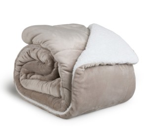 Πολυτελής Κουβέρτα Διπλής Όψης Sherpa  240 x 200 cm Taupe 872060488...