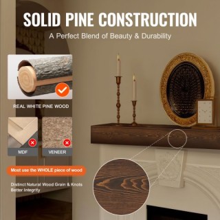 Ξύλινο Ράφι Τζακιού 152 x 20.3 x 15.24cm Φυσικό Καφέ Ρουστίκ FBJXBL...