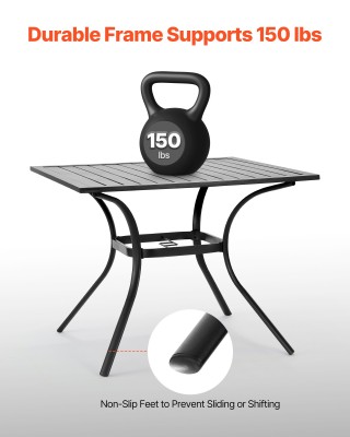 VEVOR Τραπέζι Εξωτερικού Χώρου - Μεταλλικό 94x94cm με Οπή Ομπρέλας ...