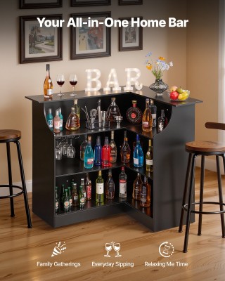 VEVOR Επιτραπέζιο Home Bar Γωνιακό Σχήματος L, Ντουλάπι Κρασιών 4 Ε...