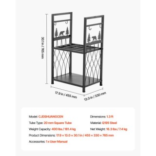 VEVOR Εσωτερική  Ξυλοθήκη με Εργαλεία Τζακιού, 2 Επιπέδων, Αντοχή έ...