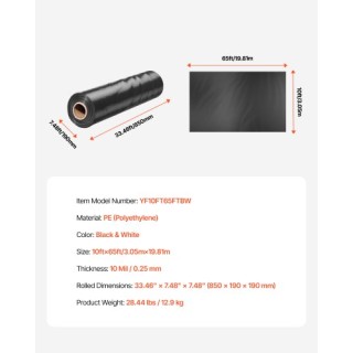 VEVOR Ρολό Πλαστικού 10Mil 10 x 65 FT Βαρέως Τύπου Μαύρο & Λευκό SL... VEVOR Ρολό Πλαστικού 10Mil 10 x 65 FT Βαρέως Τύπου Μαύρο & Λευκό SL...