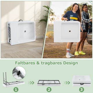 Costway Πτυσσόμενο Τραπέζι Κάμπινγκ με Νιπτήρες & Σκίαστρο & Σωλήνα...