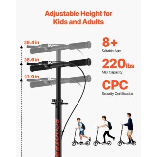 VEVOR Παιδικό Σκούτερ 2 Τροχών με Ρυθμιζόμενο Τιμόνι - Μαύρο JTHBC2...