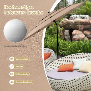 Costway Τριώροφη Ομπρέλα Βεράντας Διπλού Αερισμού 306x306x252εκ Καφ...