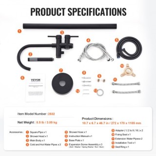 VEVOR Μπαταρία Μπανιέρας Δαπέδου με 2 Λειτουργίες Νερού και Περιστρ... VEVOR Μπαταρία Μπανιέρας Δαπέδου με 2 Λειτουργίες Νερού και Περιστρ...