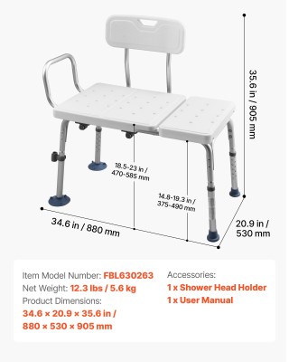 VEVOR Πάγκος Μεταφοράς για Μπανιέρα έως 180 kg, Ρυθμιζόμενο Κάθισμα... VEVOR Πάγκος Μεταφοράς για Μπανιέρα έως 180 kg, Ρυθμιζόμενο Κάθισμα...