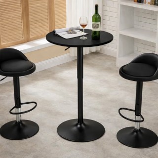 BAKAJI Μαύρο Περιστρεφόμενο Μπαρ Τραπέζι Ø60cm με Ρυθμιζόμενο Ύψος ...