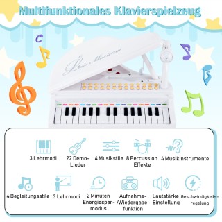 Costway Φορητό Παιδικό Πιάνο με Σκαμπό Ηλεκτρονικό Πληκτρολόγιο 35 ...