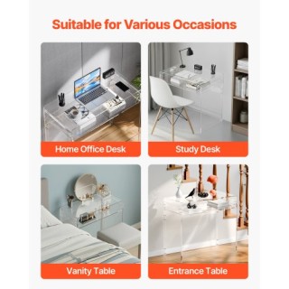 VEVOR Διαφανές Ακρυλικό Τραπέζι Δύο Επιπέδων με Ράφι Αποθήκευσης 40...