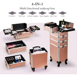 BAKAJI  Βαλίτσα Μακιγιάζ Αισθητικής Beauty Case 4 σε 1 Χρυσή με Απο...