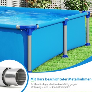 Costway Ορθογώνια Εξωτερική Πισίνα για Παιδιά με Μεταλλικό Σκελετό ...