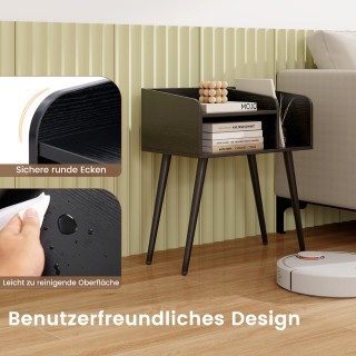 Costway Σύγχρονο Κομοδίνο με Διπλό Χώρο Αποθήκευσης και Μεταλλικά Π...