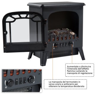 Ηλεκτρικό τζάκι δαπέδου HomCom με ρυθμιζόμενο εφέ φλόγας 900W / 180... Ηλεκτρικό τζάκι δαπέδου HomCom με ρυθμιζόμενο εφέ φλόγας 900W / 180...