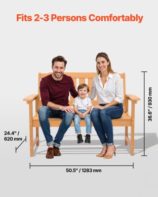 VEVOR Παγκάκι Εξωτερικού Χώρου Πλαστικό Αδιάβροχο 128εκ Φυσικό Χρώμ...