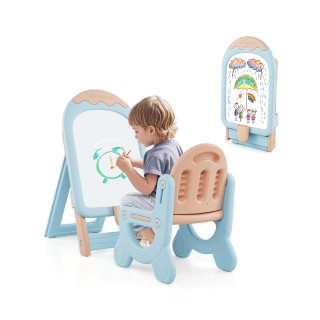 Costway Παιδική Ρυθμιζόμενη Εξελιπτροδαφή με Σκαμπό και Αποθηκευτικ...