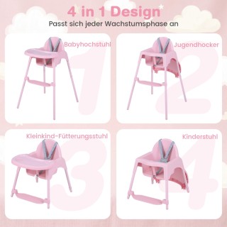 Costway Μετατρεπόμενο βρεφικό καρεκλάκι φαγητού 4 σε 1 με 2 ύψη, ρο...