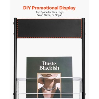 VEVOR Στενή Μεταλλική Βιβλιοθήκη Περιοδικών με Ρόδες, Ράφι 6 Επιπέδ...