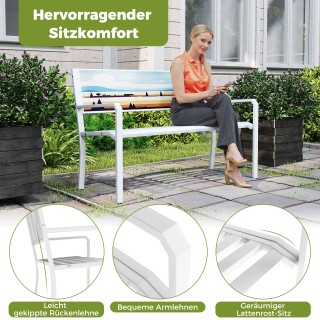 Costway  Μεταλλικός Κήπος - Ανθεκτική Διθέσια Λευκή Παγκάδα, Αντοχή...