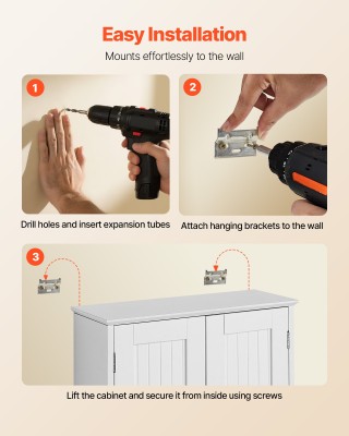 VEVOR Διπλή Ντουλάπα Μπάνιου τοίχου με Ρυθμιζόμενο Ράφι, 53x24x61cm...