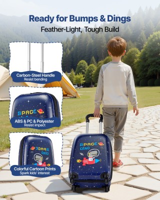 VEVOR Παιδικό Σετ Βαλίτσας με Ρόδες, 2 Τεμάχια, Σκληρό Κέλυφος με Ρ...