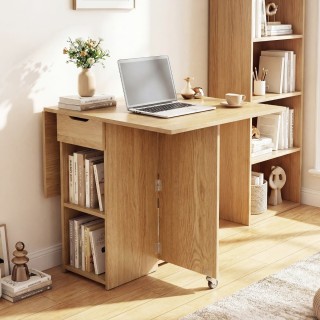 Costway Πτυσσόμενο Τραπέζι Φαγητού με 2 Ρόδες, Διπλή Επιφάνεια Αποθ... Costway Πτυσσόμενο Τραπέζι Φαγητού με 2 Ρόδες, Διπλή Επιφάνεια Αποθ...