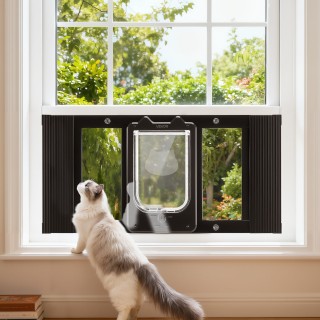 VEVOR Μαύρη Γατοπόρτα Παραθύρου, Ρυθμιζόμενη 686-813mm, 4 Κλείδωμα ...