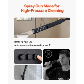 VEVOR Σετ Ντους με Ροή Βροχής, Οροφή 254 mm και Κεφαλή Τοίχου 152 m...