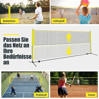Costway Ρυθμιζόμενο Δίχτυ Μπάντμιντον με Βάση, Περιλαμβάνει 2 Φτερω...