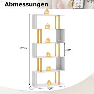 Costway Μοντέρνα Βιβλιοθήκη με Χρυσό Πλαίσιο και Σχήμα S Ράφια JV11... Costway Μοντέρνα Βιβλιοθήκη με Χρυσό Πλαίσιο και Σχήμα S Ράφια JV11...