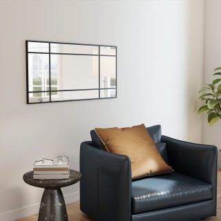 HOMCOM Καθρέπτης Τοίχου Στιλ Παράθυρο με Κατακόρυφη και Οριζόντια Τ...