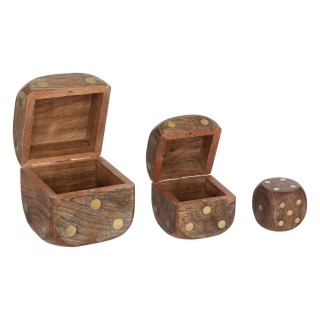 Atmosphera Σετ Διακοσμητικών Ζαριών από Μπρούντζο & Ξύλο Μάνγκο, 10...