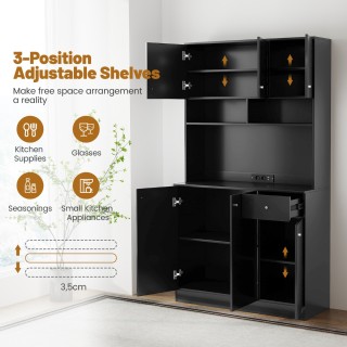 Costway Πολυλειτουργικό Ντουλάπι Κουζίνας με Ρυθμιζόμενα Ράφια, Ανο...