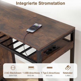 Costway Τραπέζι μπαρ-τραπεζαρία με φωτισμό RGB, ραφιέρα φιαλών, βάσ...