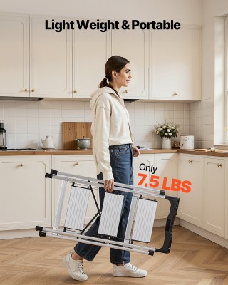 VEVOR Αναδιπλούμενη 3-Σκαλοπάτια Σκάλα Αλουμινίου με Αντιολισθητικά...