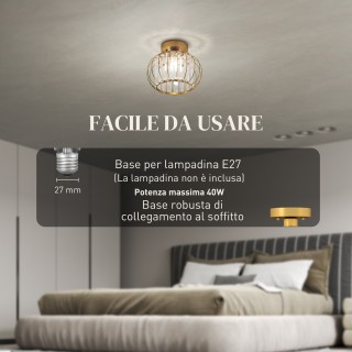 HOMCOM Μοντέρνο και Μινιμαλιστικό Φωτιστικό Οροφής LED με Κλουβί κα...