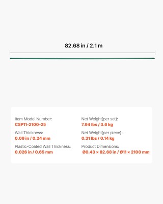 VEVOR Σετ 25 Μεταλλικών Κονταριών 2100mm με Πλαστική Επίστρωση για ... VEVOR Σετ 25 Μεταλλικών Κονταριών 2100mm με Πλαστική Επίστρωση για ...
