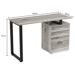 BAKAJI  Γραφείο με Συρταριέρα Τραπέζι Υπολογιστή Ατσάλι Ξύλο Γραφεί...