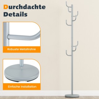 Costway Μοντέρνο Ασημί Κρεμάστρα Κάκτος 175 εκ. με 8 Γάντζους και Β... Costway Μοντέρνο Ασημί Κρεμάστρα Κάκτος 175 εκ. με 8 Γάντζους και Β...
